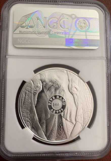 2019 NGC graded PF70 Big 5 PROOF Elephant silver 1oz coin R5 5 Rand