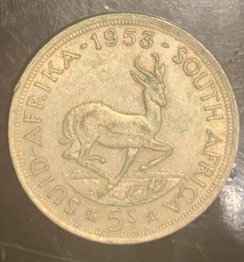 1953 Union of South Africa 5 shilling Crown Silver coin UNC