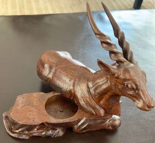 Beautiful Wooden SA Mint Eland figurine empty coin holder fits a 1oz coin