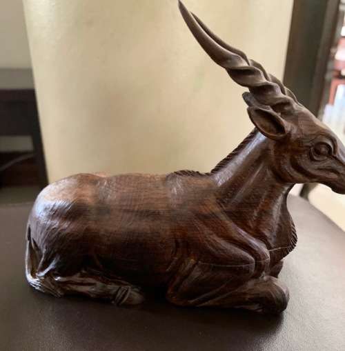 Beautiful Wooden SA Mint Eland figurine empty coin holder fits a 1oz coin