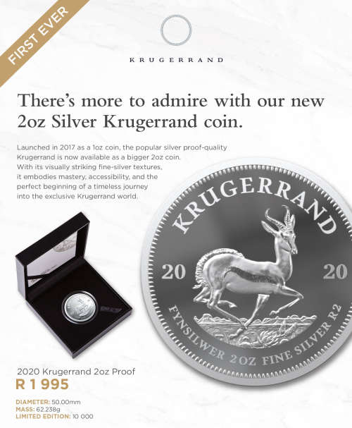 2020 Proof Silver Krugerrand 2oz coin - First Ever