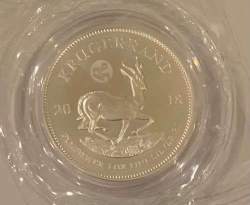 Rare 2018 Great Wall privy Mintmark 1oz Silver Krugerrand coin still in factory sealed packaging
