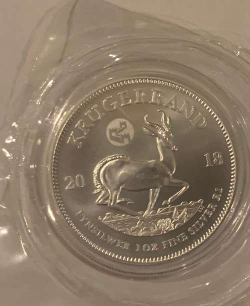Rare 2018 Great Wall privy Mintmark 1oz Silver Krugerrand coin still in factory sealed packaging