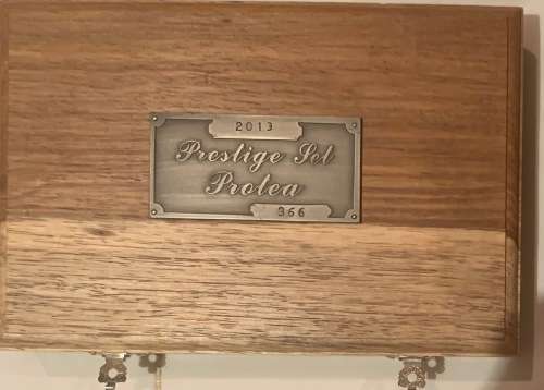 For Toy Shack only 3 X 2013 Mandela Prestige coin set + 1 X 2010 set - wooden box only , no coins