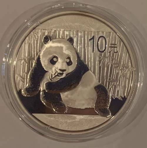 2015 Chinese Panda Silver 1oz coin 10 yuan in capsule Brilliant Uncirculated