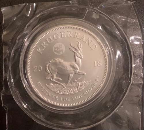 Rare 2018 Great Wall privy Mintmark 1oz Silver Krugerrand BU coin still in factory sealed packaging