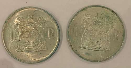 1969 South Africa Silver R1 Coin English And Afrikaans (2 Coins)