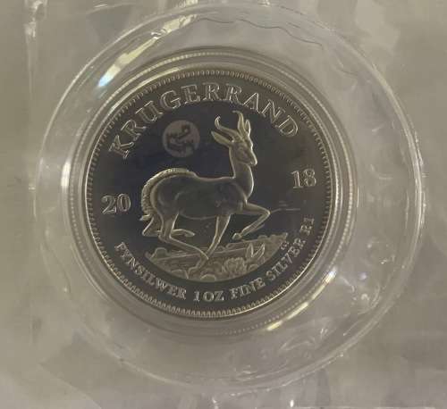 Rare 2018 Great Wall privy Mintmark 1oz Silver Krugerrand BU coin still in factory sealed packaging