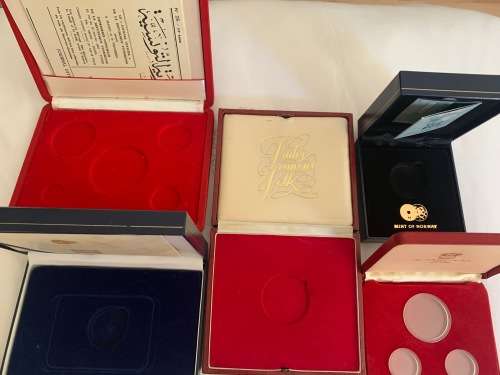 Lot of 5 World and South Africa Coin Boxes Fits Various Size Coins - Box Only No Coins