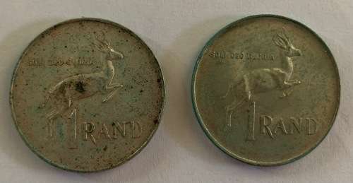 1966 South Africa Silver R1 Coin English And Afrikaans (2 Coins)