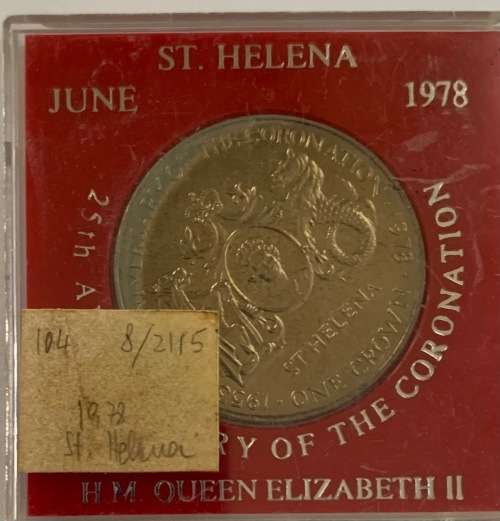 1978 One Crown Silver 28.28g St Helena  25th Anniversary of the Crown Queen Elizabeth coin