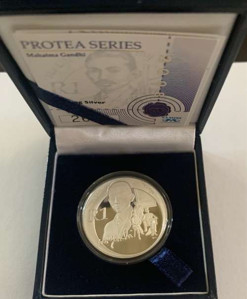 2008 Proof Silver R1 coin Protea Gandhi with box and certificate