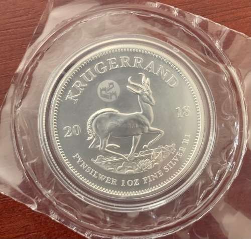 Rare 2018 Great Wall privy Mintmark 1oz Silver Krugerrand BU coin still in factory sealed packaging