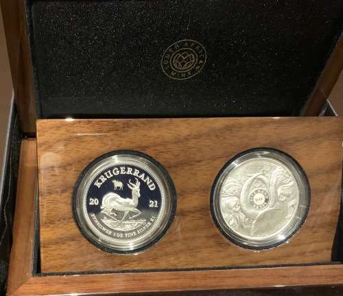 2021 Proof Buffalo privy Krugerrand Silver 1oz coin + Buffalo R5 Silver 1oz coin set Limited to 1000