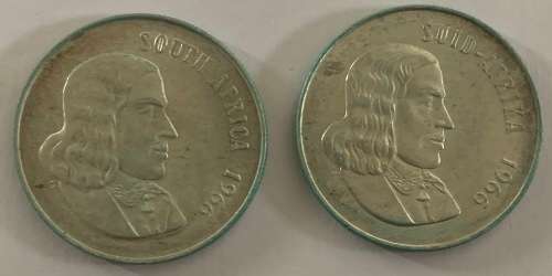 1966 South Africa Silver R1 Coin English And Afrikaans (2 Coins)