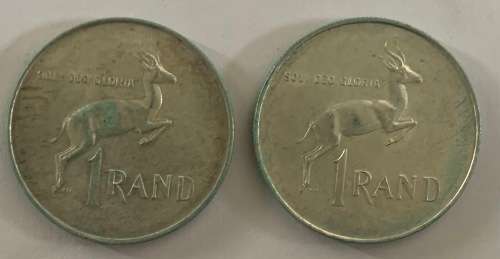 1966 South Africa Silver R1 Coin English And Afrikaans (2 Coins)