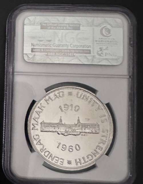 1960 Proof Union 5 shilling Crown Silver coin PF65 NGC graded