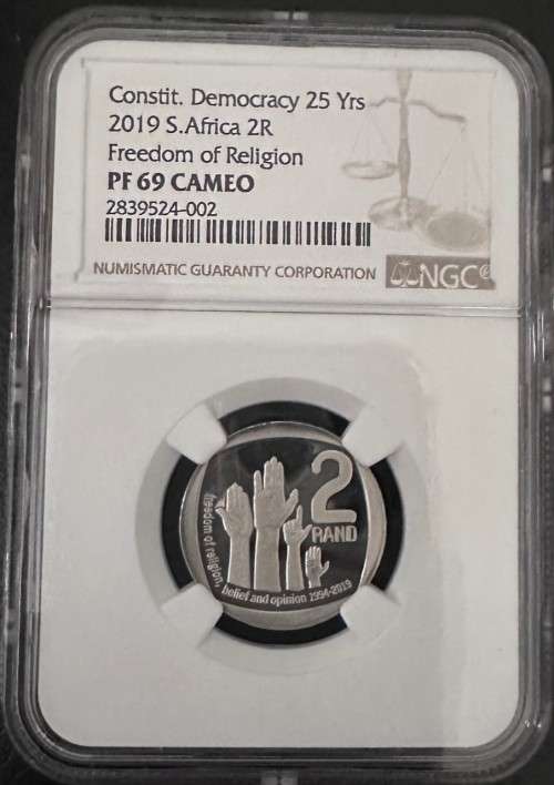 2019 Proof R2 Freedom of Religion PF69 Cameo NGC Graded South Africa