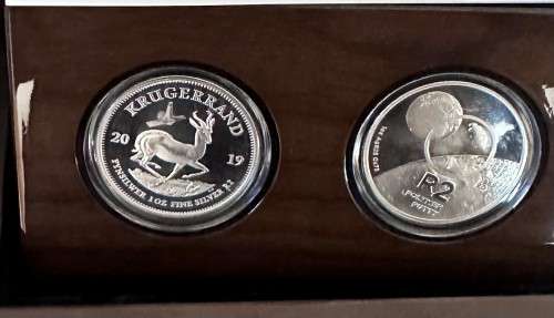 Lowest Mintage of all Silver KRs (only 374) 2019 Proof Lunar privy Krugerrand and Polymer R2 set
