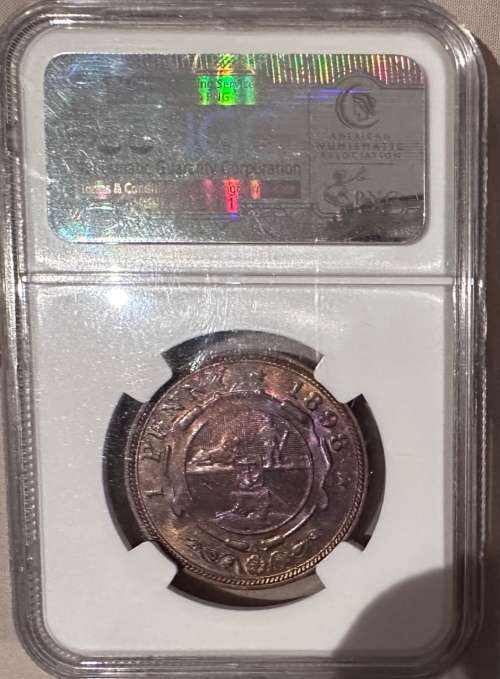 VERY HIGH GRADED 1898 ZAR PENNY BRONZE COIN NGC MS65RB - only 6 better