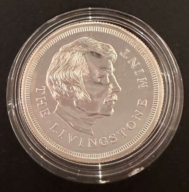 1oz silver medallion Rhodesia Livingston Mint coin in capsule circ 1975