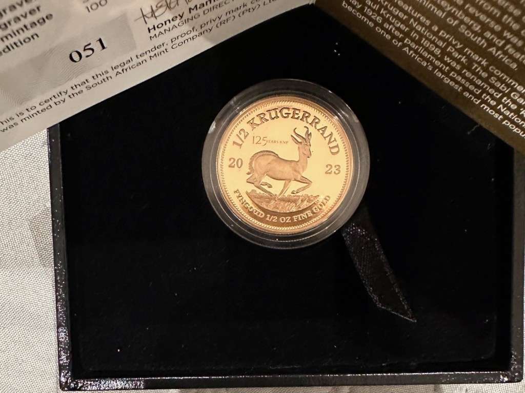 2023 Proof Gold 1/2oz Krugerrand 22ct 125 years of the Kruger National Park mintmarked only 100