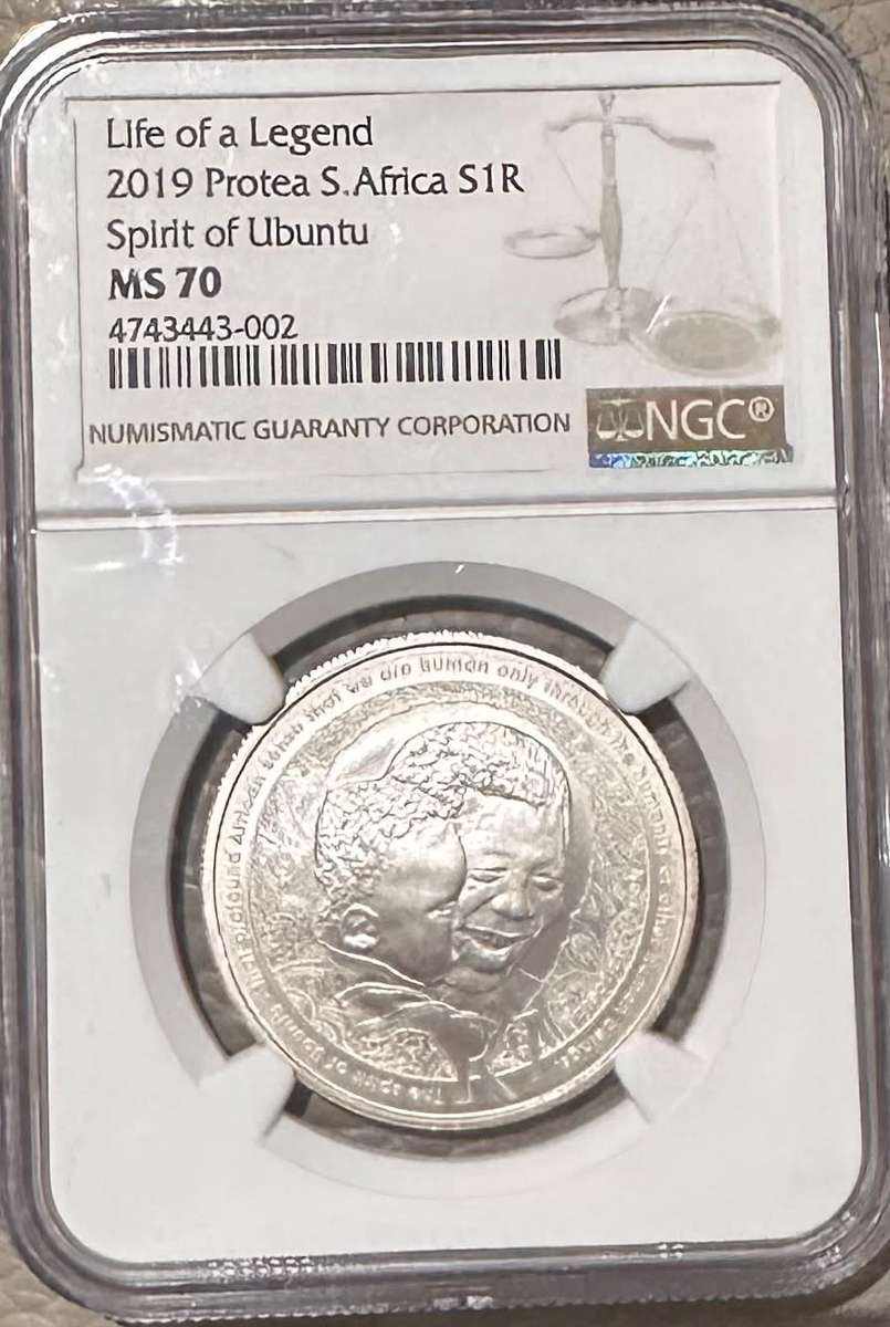 FINEST KNOWN 2019 Silver R1 Protea Spirit of Ubuntu coin - NGC MS70 only 157 minted