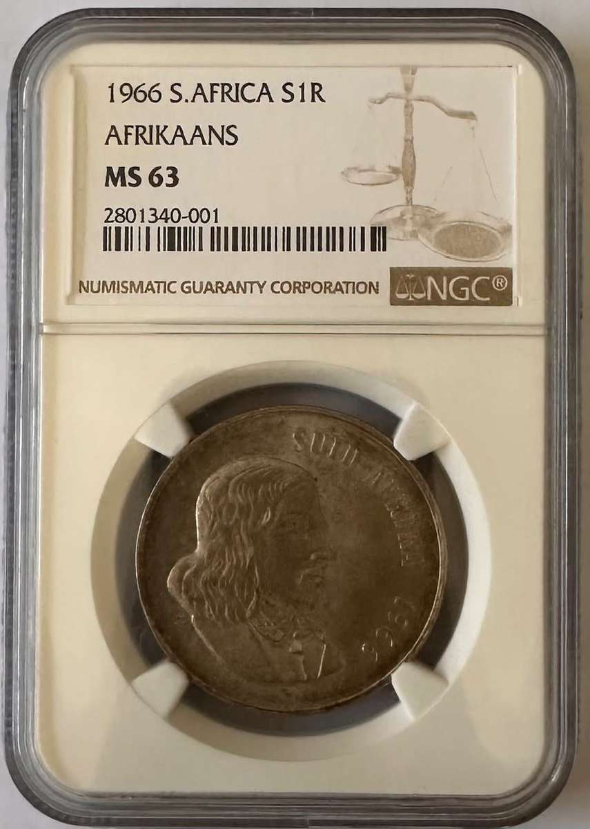 1966 South Africa R1 Afrikaans NGC MS63 coin