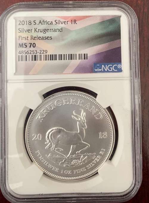 2018 NGC Graded MS70 Silver 1oz Krugerrand Coin South African Flag Label Last one