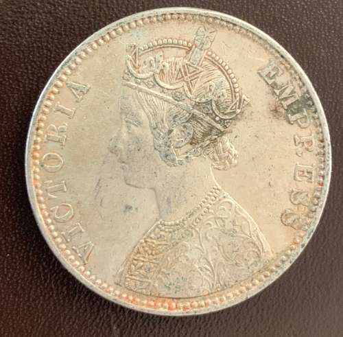 1901 India One Rupee Silver Coin Queen Victoria