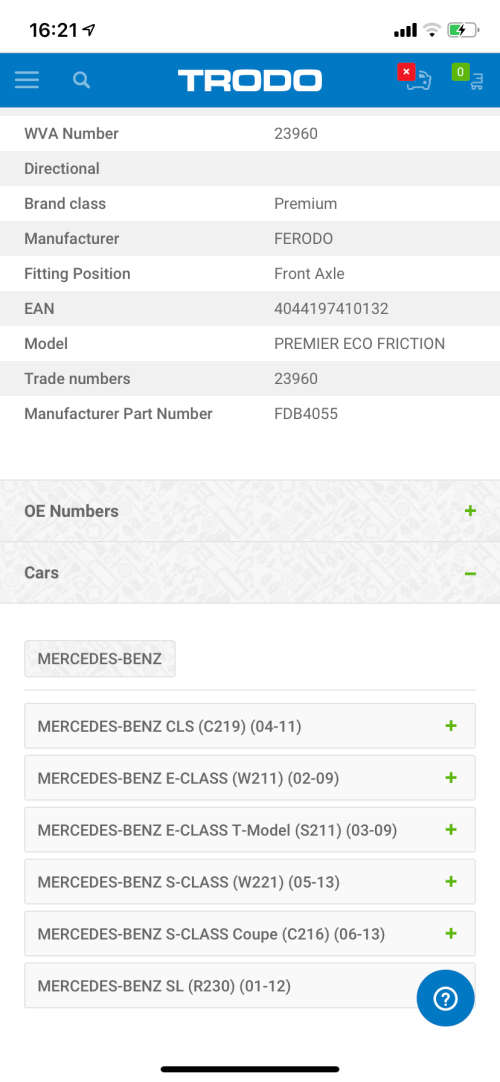 Ferodo Front Axle Brake Pads For Mercedes original New And Sealed FDB4055