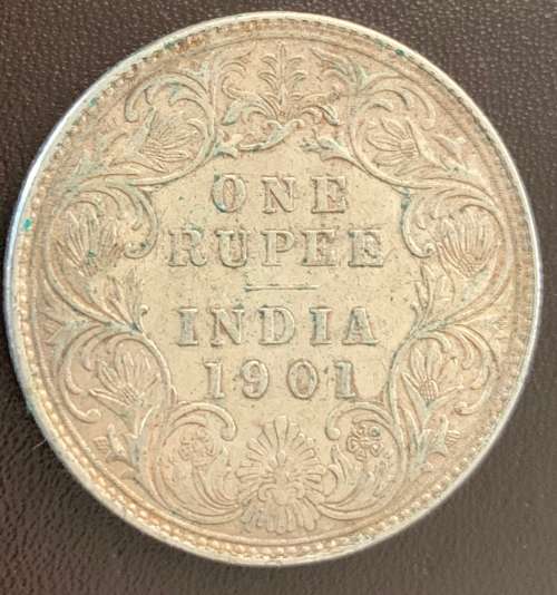 1901 India One Rupee Silver Coin Queen Victoria
