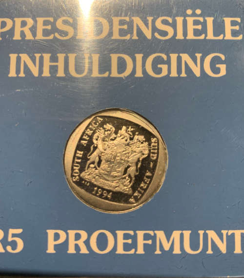 1994 Proof R5 Presidential Inauguration Coin In Original Perspex Holder