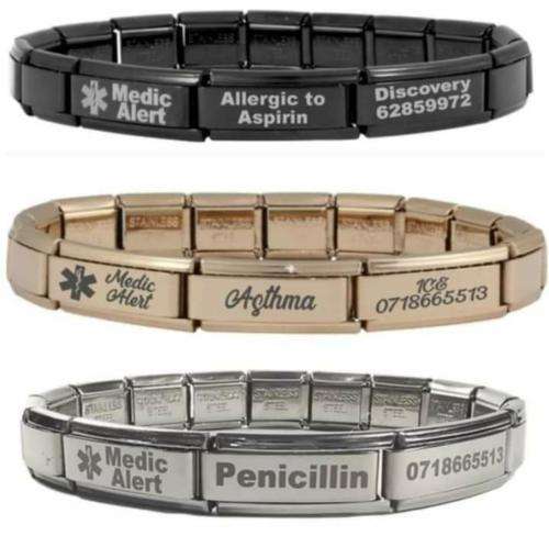 Medical Alert Bracelet Engraved Charms