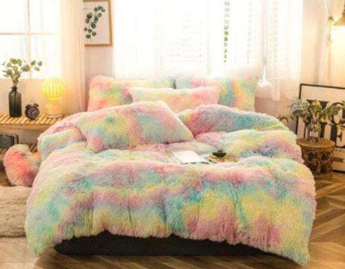 Super Fluffy Blanket Comforter Set - Rainbow