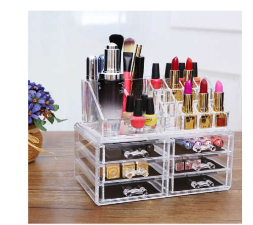 6-Drawer 3-Tier Layers Clear Acrylic Cosmetic Rack Organizer