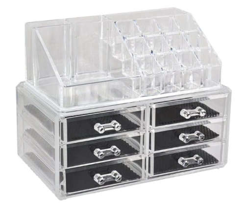 6-Drawer 3-Tier Layers Clear Acrylic Cosmetic Rack Organizer