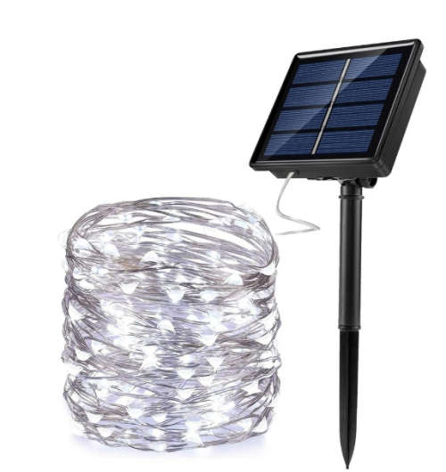 20m LED Outdoor Solar Copper String Fairy Light 200 LED - White