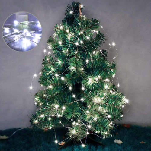 20m LED Outdoor Solar Copper String Fairy Light 200 LED - White