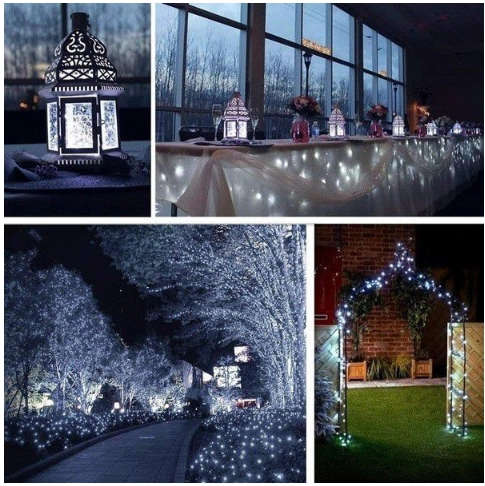 20m LED Outdoor Solar Copper String Fairy Light 200 LED - White