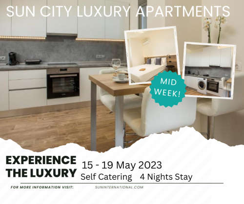 Mid Week 4 Nights Stay 4 Adults 2 Children @ Sun City Luxury Apartments 15 - 19 May 2023 !!