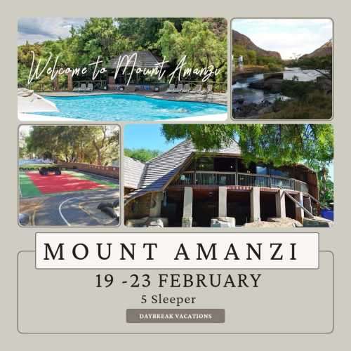 Mount Amanzi 19-23 February 2024 (4nights) 5 Sleeper