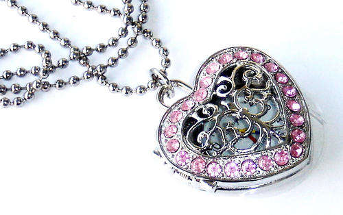 ***VALENTINE SPECIAL*** HEART LOCKET WATCH NECKLACE