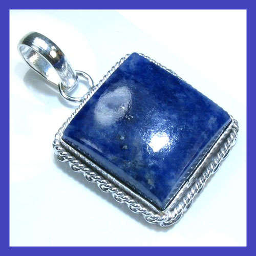 ***925 Sterling Silver***NATURAL & MYSTERIOUS NAVY SODALITE  PENDANT