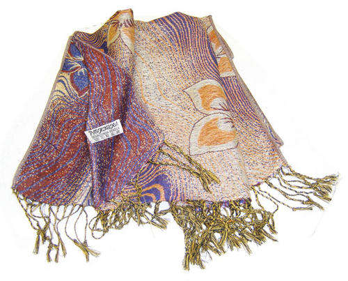 Luxiourios  Scarf  , Sarong , Shawl - Flower Design with Gold Tread