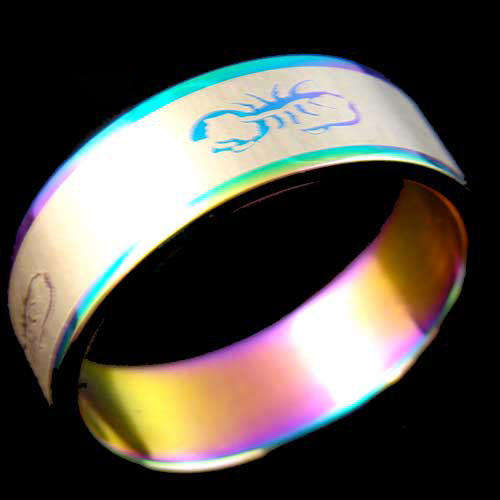***RAINBOW STAINLESS STEEL*** SCORPION PATTERN RING SIZE 8