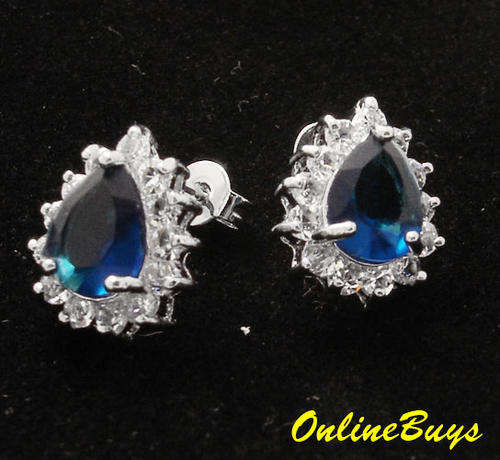 Gorgeous Simulated Diamonds & Sapphire  Earrings