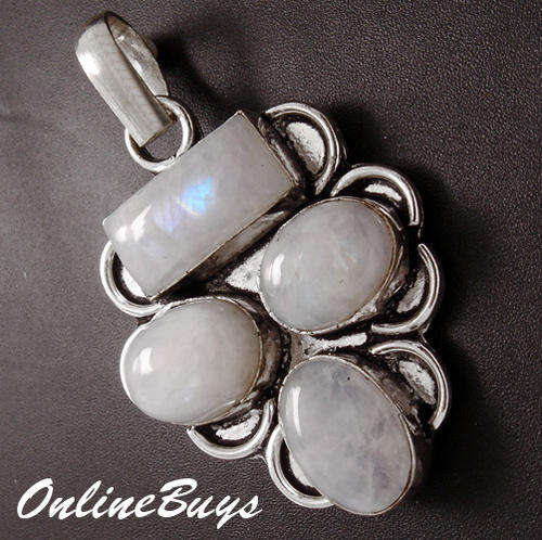 NATURAL RAINBOW MOONSTONE - Breathtaking Sterling Silver Pendant
