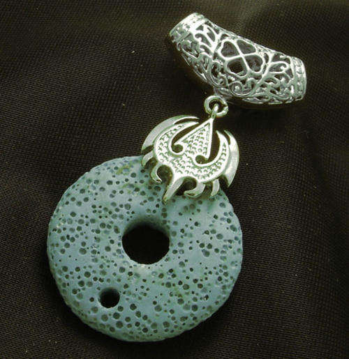 *** TIBETAN  SILVER*** - Spectacular  Volcanic Lava Pendant