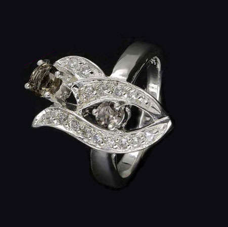 Handcrafted Sterling Silver , Beautiful  Created Smokey Topaz Ring Size 8  ( Q )